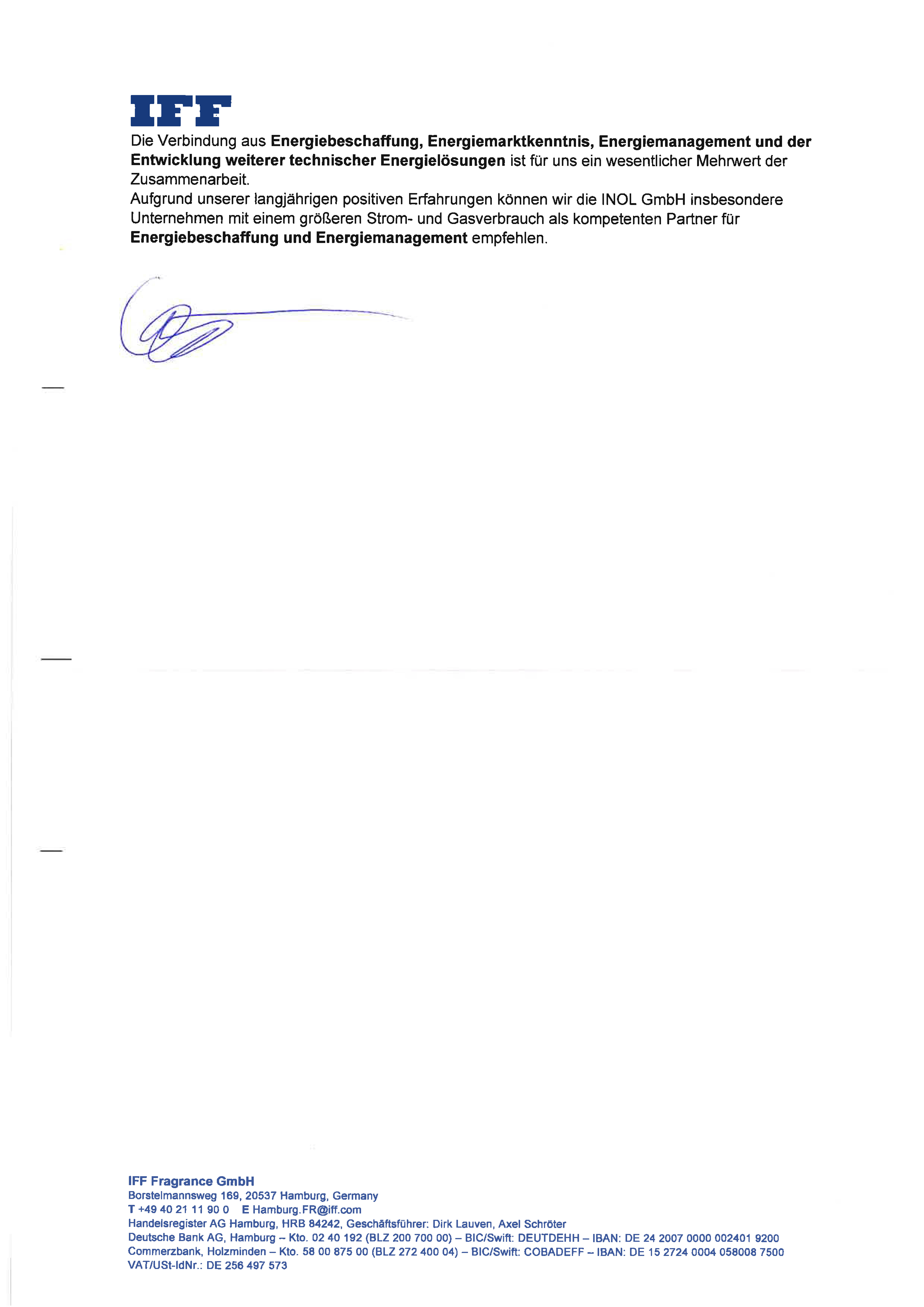Scan der Referenz der IFF Fragrance GmbH Seite 2